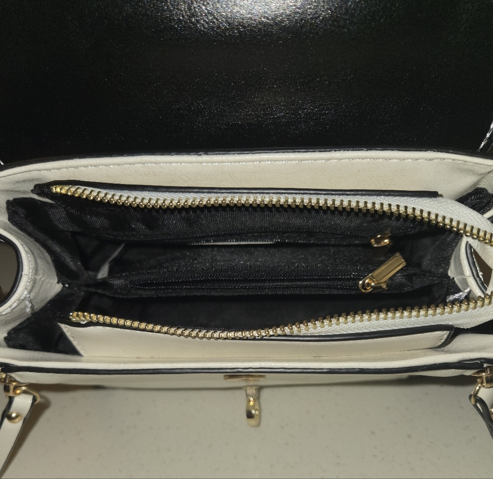 White Top-Handle Crossbody Bag with Gold Hardware - Picture 9 of 11